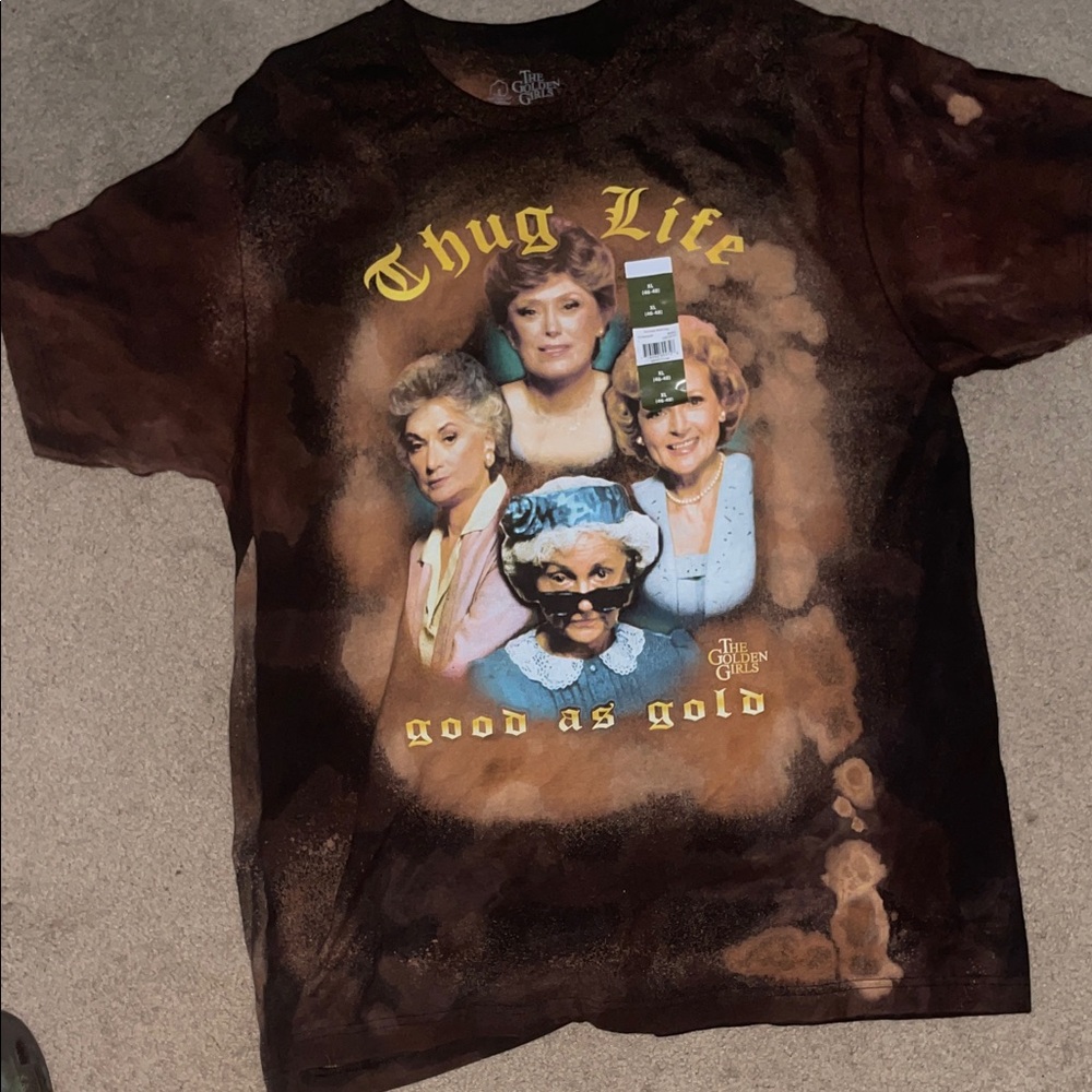 Black bleached Graphic Tee with Golden Girls Print